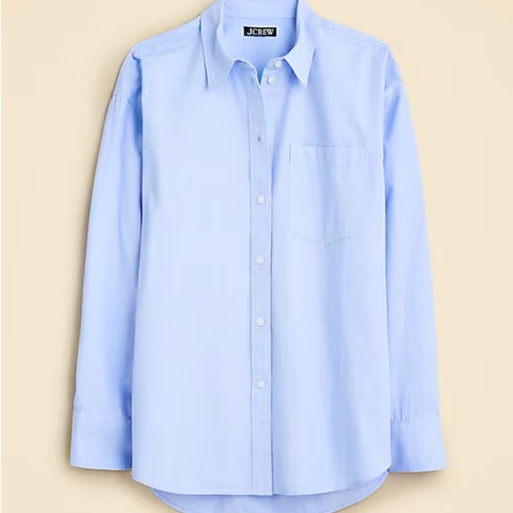J Crew women’s cotton poplin shirt - oversized - L - heathered light blue - Picture 1 of 11